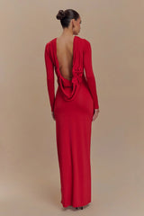 Bennett Slinky Long Sleeve Maxi Dress - Ruby