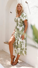 Ilene Midi Dress - Sage Print