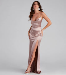 Kathleen Formal Satin Lace Back Long Dress