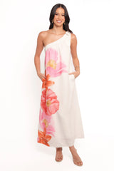 Charlize Maxi Dress - White Pink