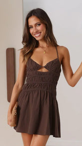 Tahlia Mini Dress - Chocolate