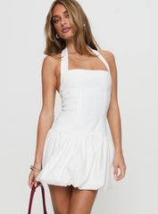 Gigli Bubble Hem Mini Dress White