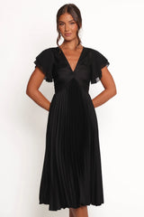 Nova Flutter Sleeve Dress - Black