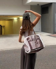 Grocery Bags Creative Parody Platinum Bag Print Woven Bag Fire Over The Net Birkin Fitness Casual Bag