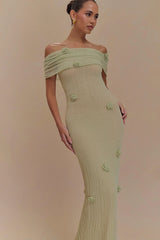 Brynn Orchid Knit Maxi Dress - Pastel Green
