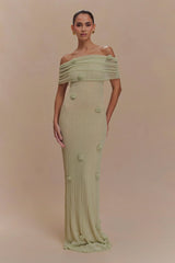 Brynn Orchid Knit Maxi Dress - Pastel Green