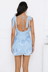 Lemon Drop Mesh Mini Dress Blue