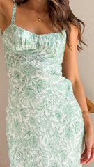 Margo Midi Dress - Green Flower