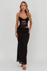 Lorely Lace Bodice Maxi Dress Black