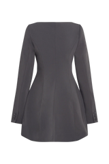 Jolie Boat Neck Suiting Mini Dress - Charcoal Grey