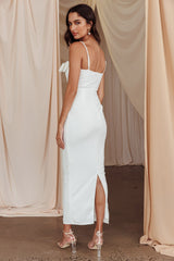 This Magic Moment Bow Bust Midi Dress White