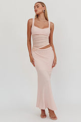Lorely Mesh Waist Maxi Dress Baby Pink