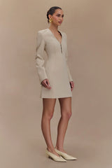 Arora Suiting Blazer Dress With Pleating - Sand