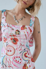 UO Bri Double Bow Satin Mini Dress