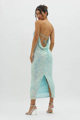 C'est Moi Sequin Laced Back Blue