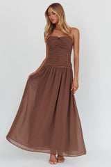 High Streets Strapless Maxi Dress Mocha