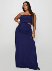 Grandeur Strapless Maxi Dress Navy Curve