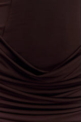 Mattea Slinky And Mesh Mini Dress With Scarf - Dark Chocolate