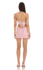 Sequin Strapless Corset Dress in Pink