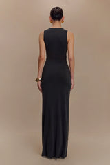 Kassidy Peached Jersey Maxi Dress - Black