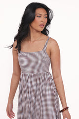 Reid Maxi Dress - Brown Gingham