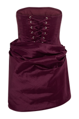 Sasha Taffeta Strapless Corset Mini Dress - Plum