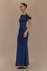 Janette Recycled Nylon And Mesh Sleeveless Maxi Dress - Navy