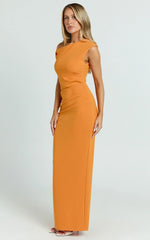 Genie Maxi Dress Off The Shoulder Dress in Orange