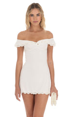 Off Shoulder Twist Dress in White