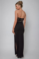 Maravilla Lace Bodice Maxi Dress Black/Nude