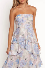 Admira Strapless Maxi Dress - Blue Floral