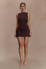 Bexley Draped Mini Dress - Dark Chocolate