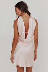 Damsel Reverse Halter Mini Dress Blush