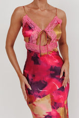 Saga Bust Keyhole Satin Maxi Dress Purple