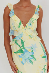 Second Chances Ruffle Trim Maxi Dress Lily Blue