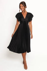 Nova Flutter Sleeve Dress - Black