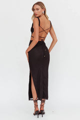 Dream Crush Lace-Up Back Maxi Dress Lily Black