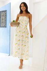 Fruitful Gardens Strapless Maxi Dress Yellow