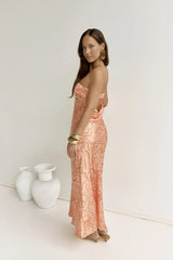 Staying True Strapless Maxi Dress Orange
