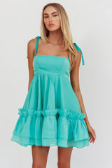 Dream Chaser Frill Hem Babydoll Dress Green