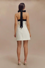 Cara Contrast Suiting Mini Dress - Black/White