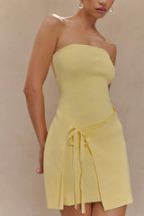 Rian Strapless Knit Mini Dress - Lemon