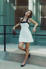 Cara Contrast Suiting Mini Dress - Black/White
