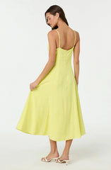 Linen-Blend A-Line Midi Dress